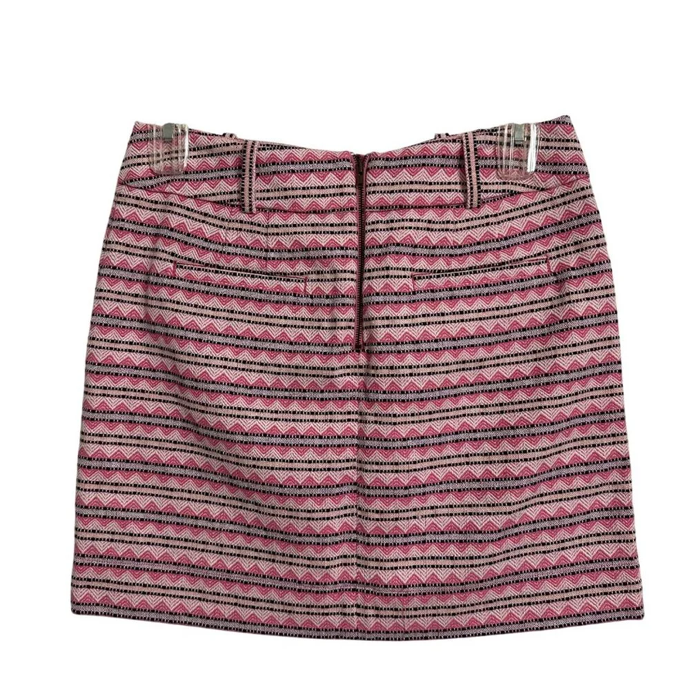 LOFT Womens Pink & Black Chevron Striped Jacquard Mini Skirt SZ 8 Preppy Y2K - Picture 2 of 5